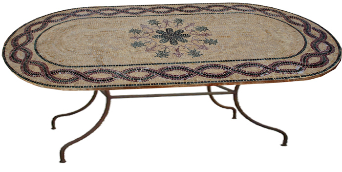 Table mosa&iuml;que de marbre sur pied Simple