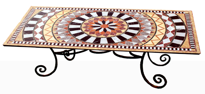 Table mosa&iuml;que de marbre sur pied Florence