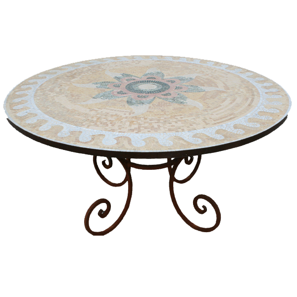 Table mosaïque de marbre sur pied Fou du Roi