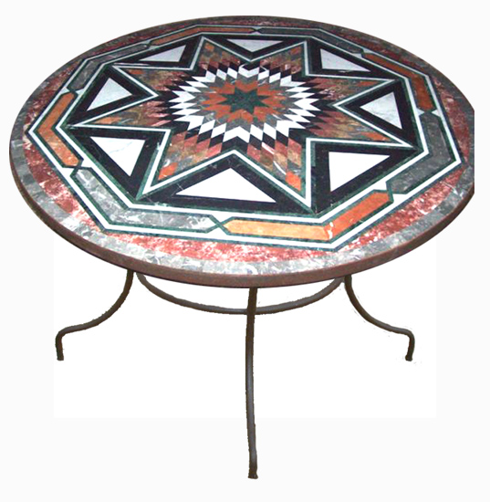 Table mosa&iuml;que de marbre sur pied Simple
