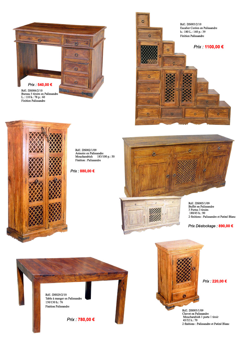 Table chaise buffet bahut plasmaTV en palissandre sheesham indien