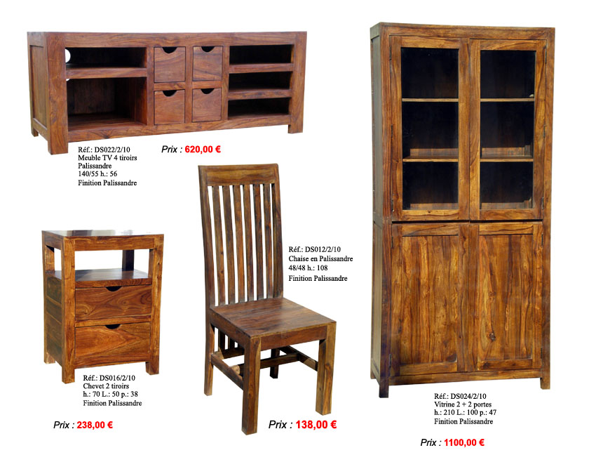 Table chaise buffet bahut plasmaTV en palissandre sheesham indien