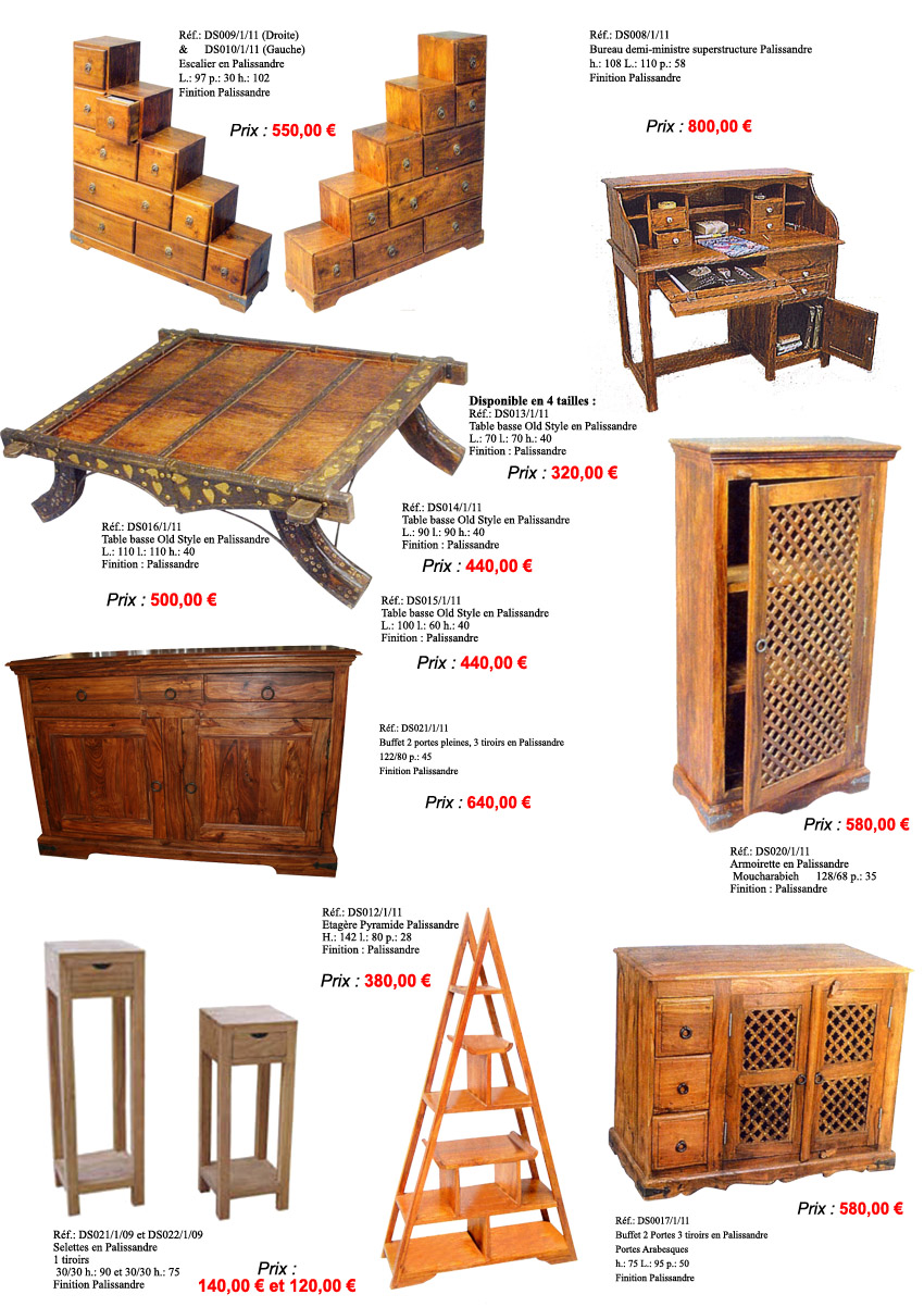 Table chaise buffet bahut plasmaTV en palissandre sheesham indien