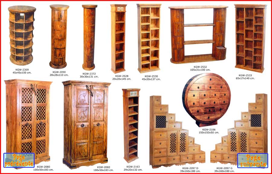 Etag&egrave;res portes CD DVD commodes escaliers armoires palissandre sheesham