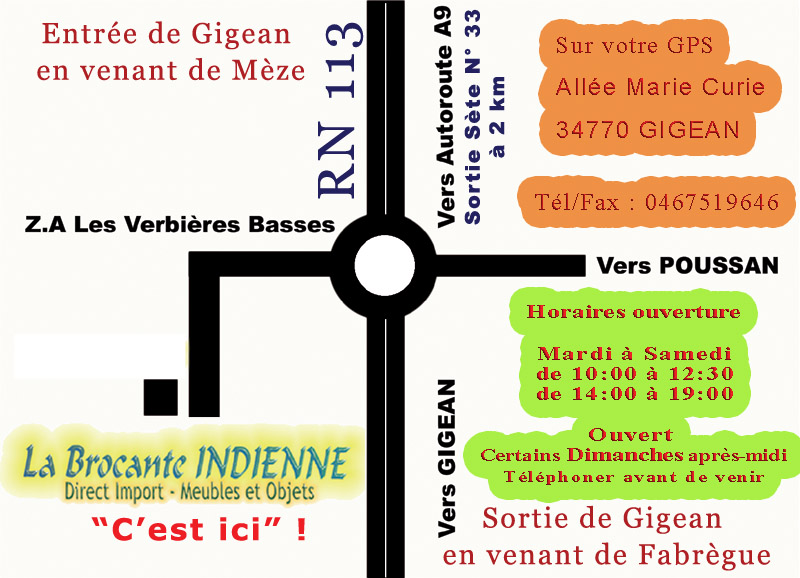 Plan de situation de la Brocante Indienne &agrave; Gigean