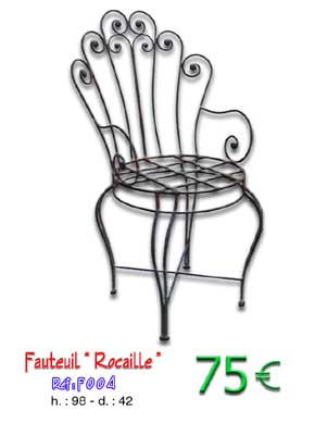 Fauteuil Rocaille en fer forg&eacute;