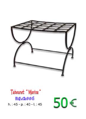 Tabouret Marina en fer forg&eacute;