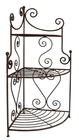 Etag&egrave;re angle 3 niveaux fer forg&eacute;