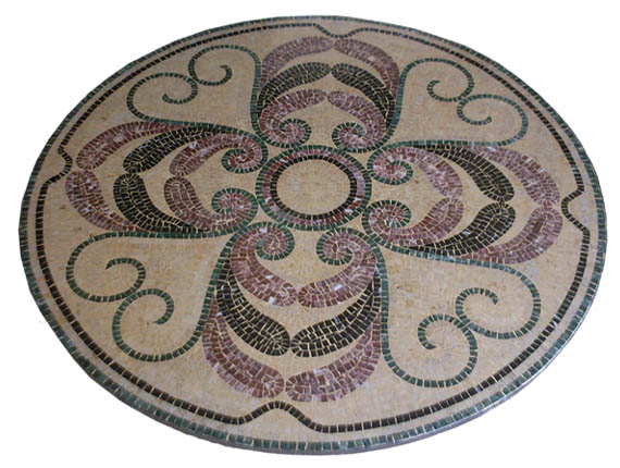 Plateau pour table Mosaïque de marbre Fleur 6