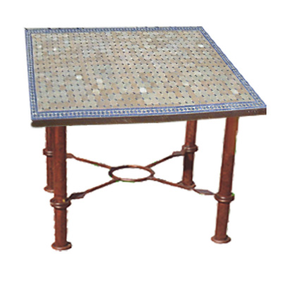 Table mosaque de terre cuite zellige ronde 130 pied simple