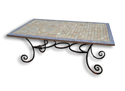 Table mosaïque de terre cuite zellige rectangulaire 200/100 pied Florence
